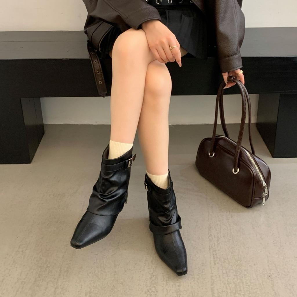 Short Boots Women'S Autumn And Winter Women'S Boots Pants Pants Boots Thick Heel Boots Square Head Short Boots Skinny Boots Martin Boots
