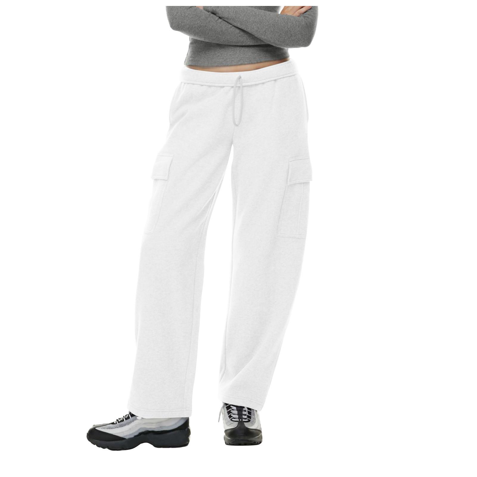 Женские повседневные мешковатые брюки для бега с высокой талией и прямыми штанинами — фото 9