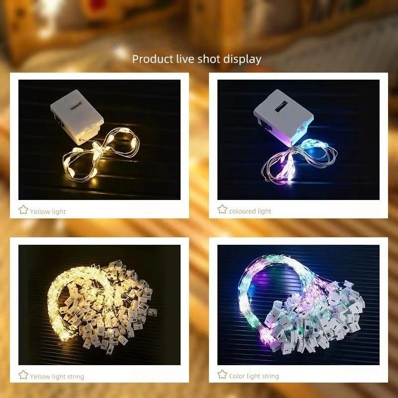 1SET Copper Wire Star Light Ambient Light Stall Night Market Decoration Room Birthday Arrangement Led Small Lantern Flashing Light String