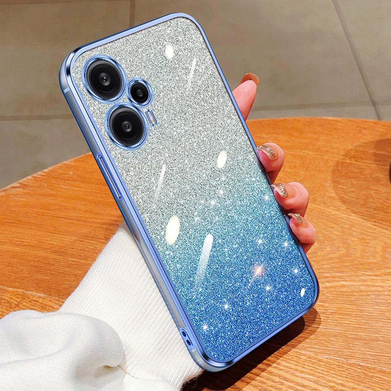 KEYSION Luxury Plating Glitter Phone Case for Xiaomi POCO F5 Transparent Soft TPU Shockproof Back Cover for POCO F5 Pro
