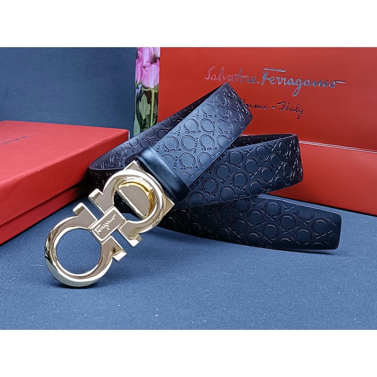 

Salvatore Ferragamo 3.3cm Men s Belt Luxury Brand Designer Belt Suit Jeans Formal Brand Colorful horseshoe pattern 115cm