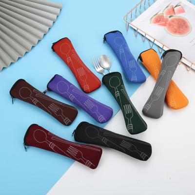 Tableware Bag Portable Wear-resistant Fabric Tableware Spoon Fork Storage Pouch