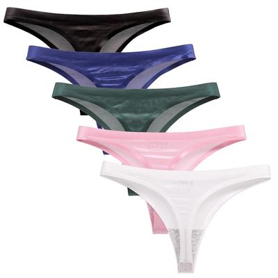 AILIWINA Ice Silk Sexy with Lace Beautiful Hip Underwear of Women's T-Back Panties, Fabric, T-Shorts Belt, Non-Slip, Shape, Women's (Set 5)