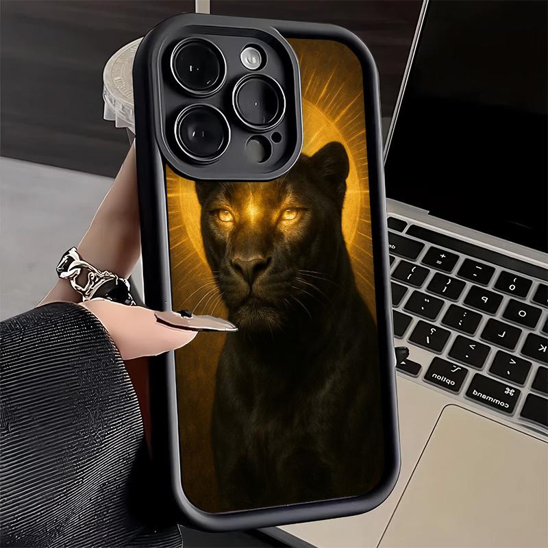 Phone Case for iPhone 17 Air 16E 15 16 Pro Max Black Panther Cool Animal Cover 14 Plus 13 12 Mini Soft Shell Silicone Fundas