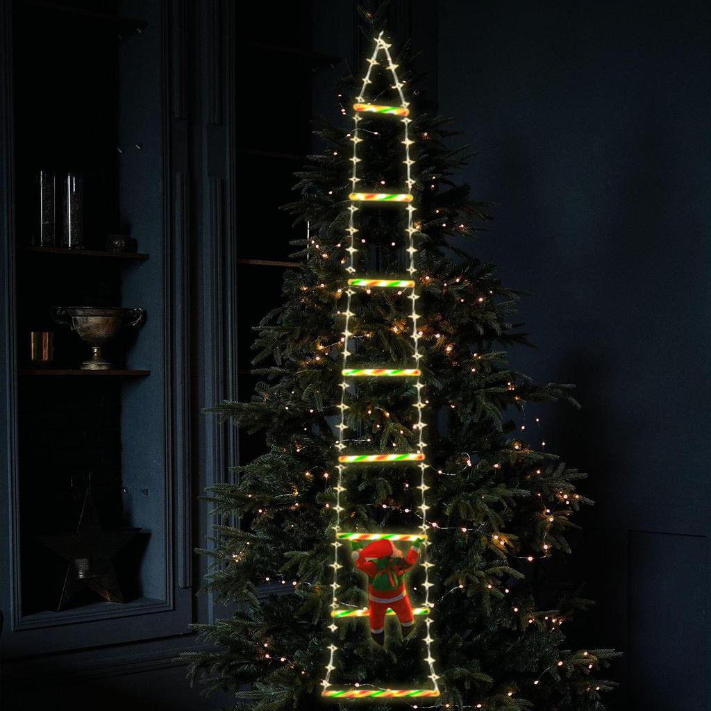 Climbing Santa Claus On Rope Ladder Festive Atmosphere Light for Farmhouse