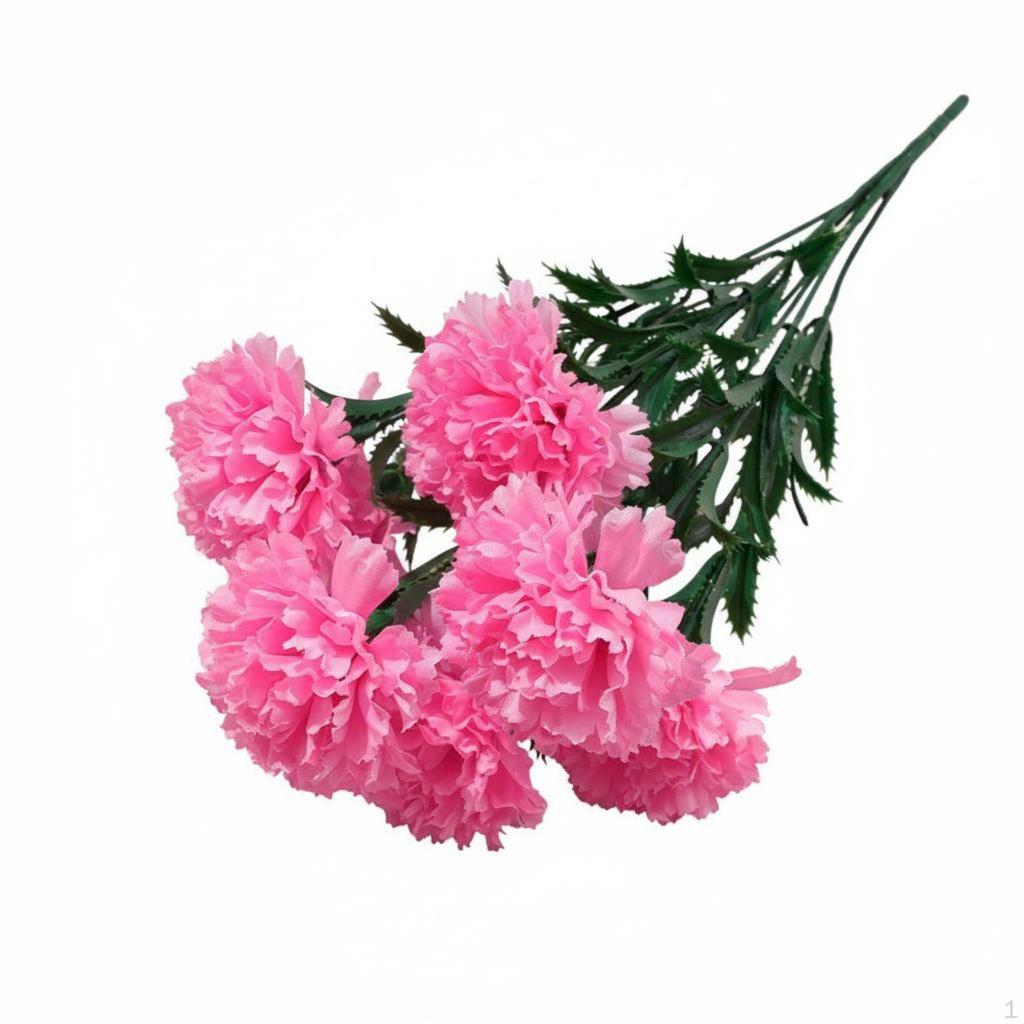 7Head Fake Carnation Realistic Look Artificial Bunch Long Cemetery Flower Arrangement for