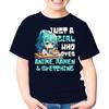 Just A Girl Who Loves Anime Ramen and Sketching Japan Kids Shirt Gift for Girl Boy