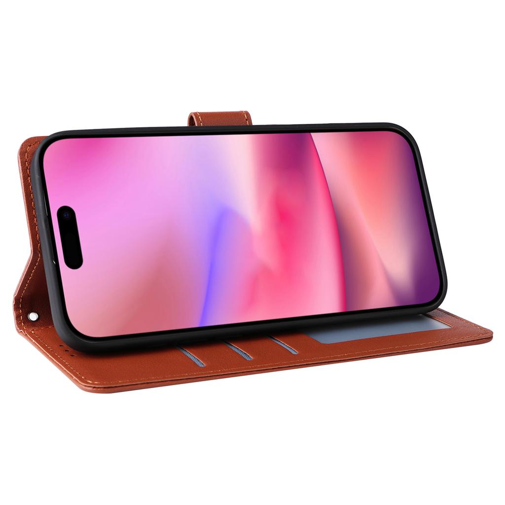 For iPhone 16 Wallet Case 3 Card Slots Slim-Fit PU Leather Stand Phone Cover