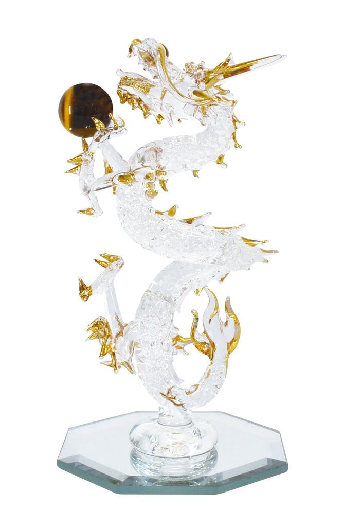 Handmade Glass Crafts, Feng Shui, Good Luck, Fortune, Rising Dragon