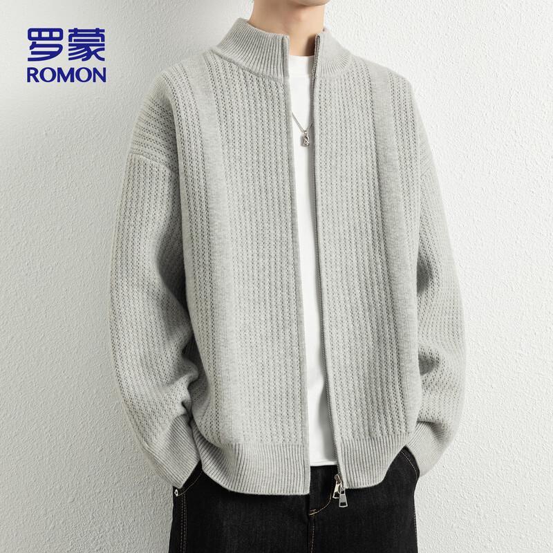 ROMON Men's Stand-up Collar Knitted Cardigan Sweater Model 7029