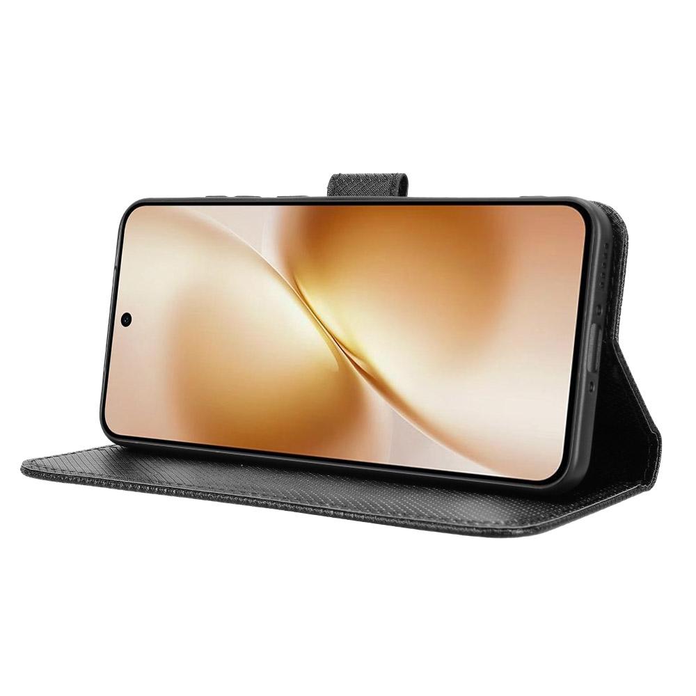 For vivo X200s 5G Leather Wallet Case with Strap Diamond Texture Phone Cover