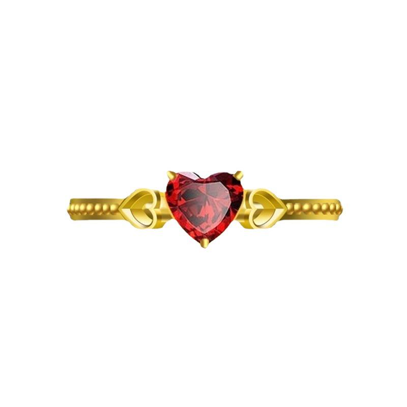 Gold-Plated S925 Sterling Silver Heart Ring - Light Luxury, Niche Design, Simple & Versatile Fashion for Women