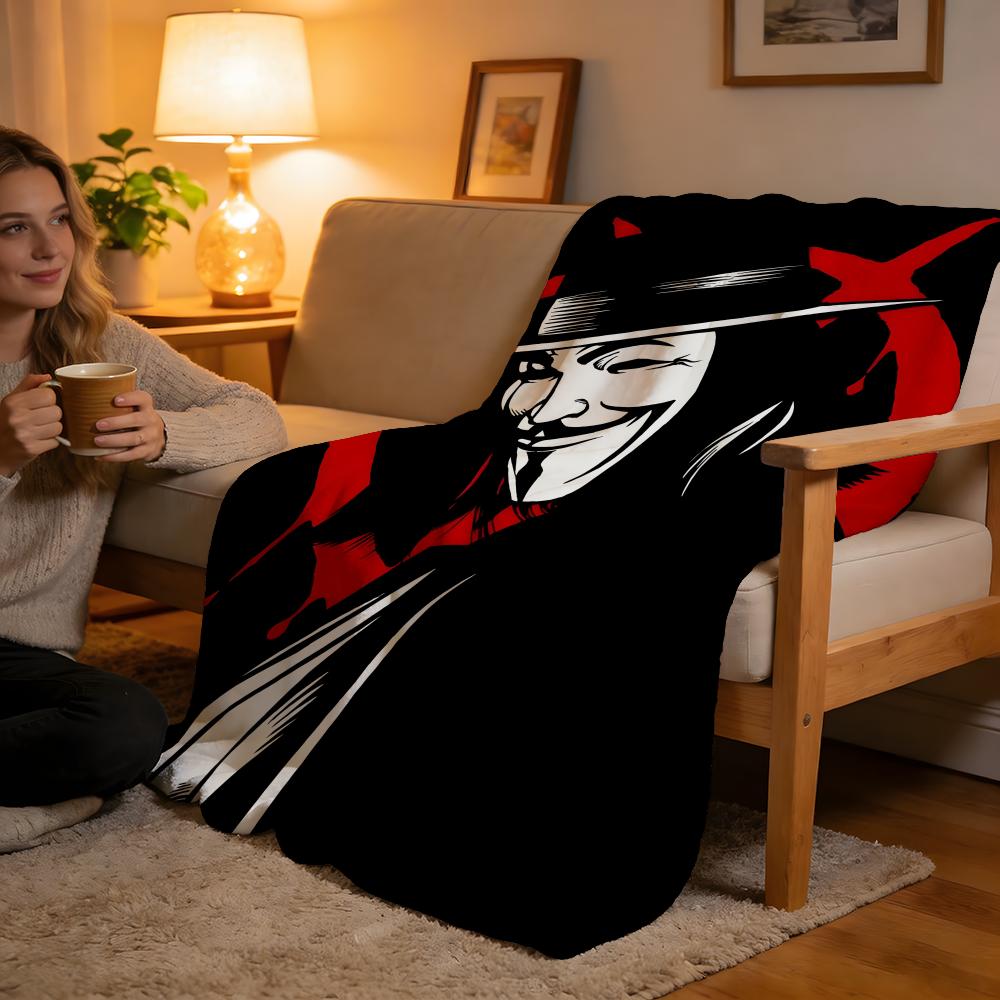 Throw High-Density Short Plush Blanket For Sofa Nap Room Soft Skin-Friendly Classic Thriller Movie V For Vendetta