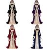 Medieval Vintage Court Dress With Velvet Fabric And Puff Sleeves For Halloween Costume Enthusiasts