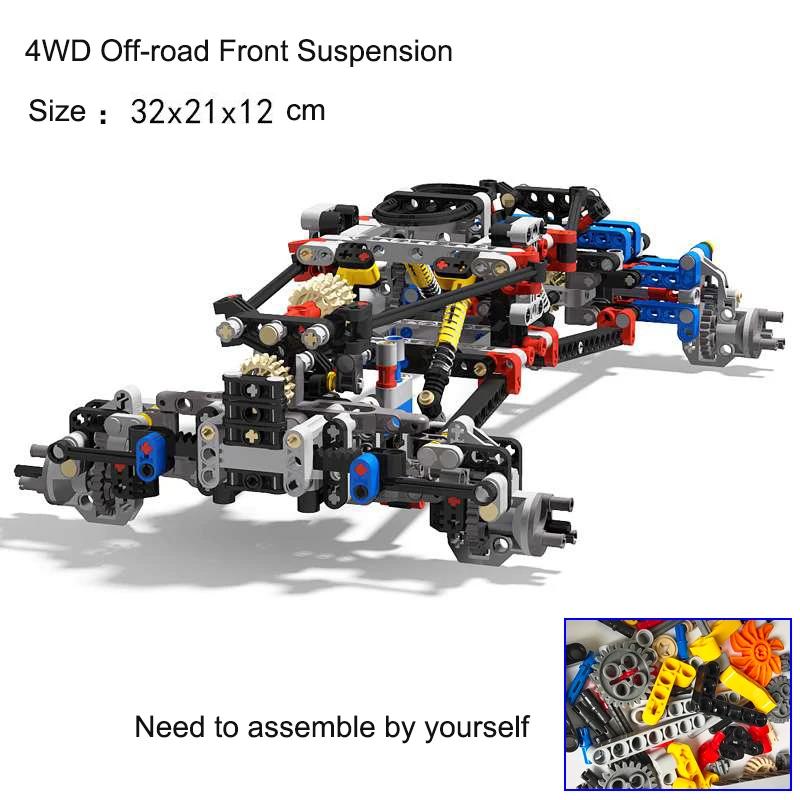 RCmall 4WD Climbing Car Off-road Front Suspension System MOC Bricks Parts Kits 23798 + 15038 Tyre Compatible with LEGOed