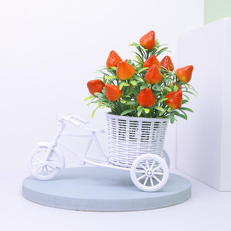 Simulation Flower Decorations Rattan Flower Basket Tricycle Bicycle Model Home Garden Wedding Party Decoration Romantic And Cute