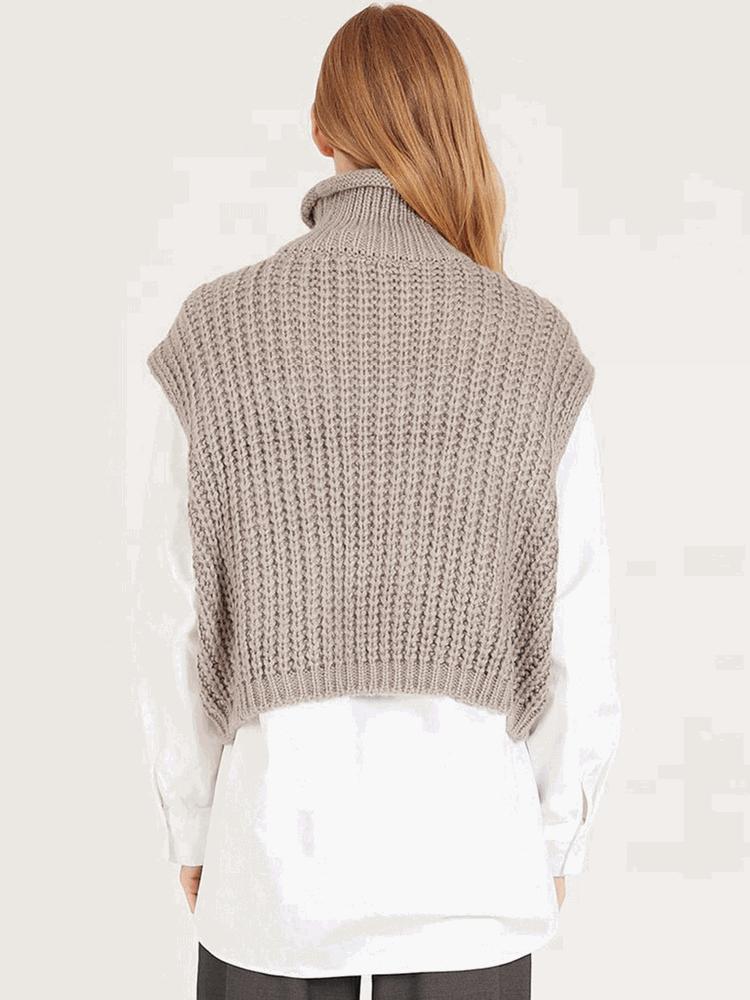 Podzim Zima Móda Dámské Svetry s copánkovým vzorem Vesta Ležérní Bez rukávů Rolák Volný Pulovr Zkrácené Topíky Teplé Pletené Oblečení