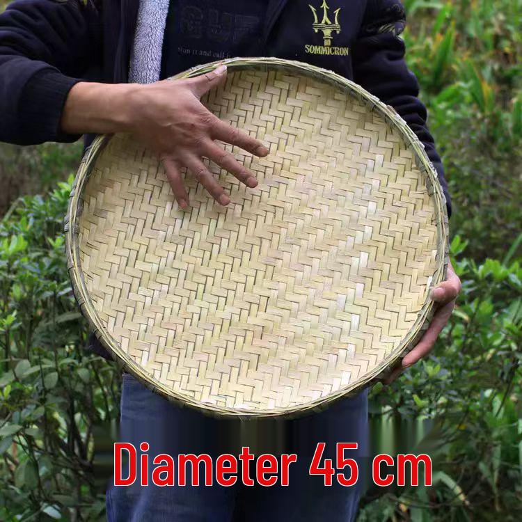 Bamboo Household Winnowing Basket: Perforated & Non-Perforated Bamboo Sieve, Handmade Woven Tray for Dried Goods & Sun-drying Decor