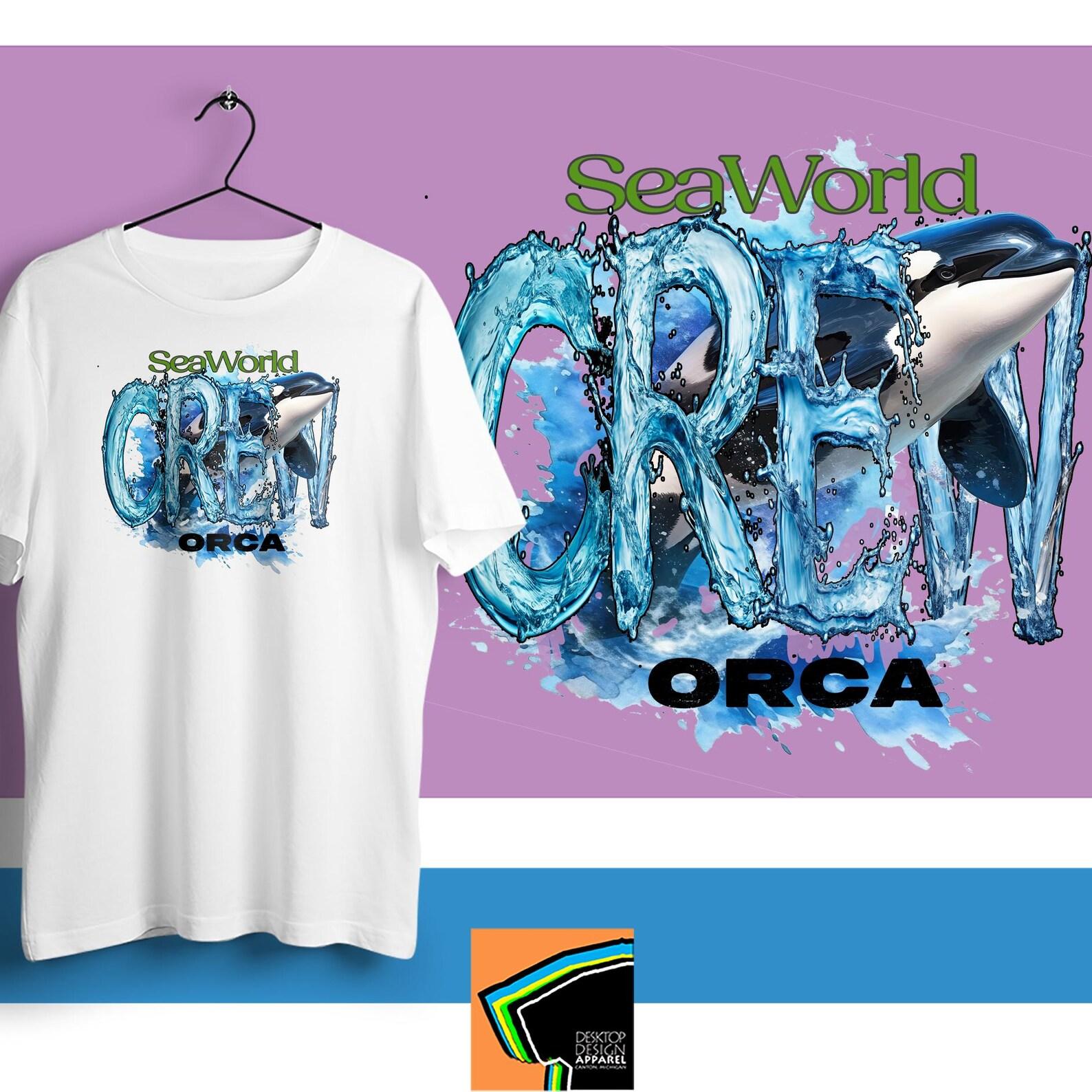 Orca Whale T-Shirt, Ocean Lover Gift, Marine Life Tee, Orca Crew Shirt, Nature-Inspired Apparel, Orca Water Letters Shirt, Marine Life Tee L