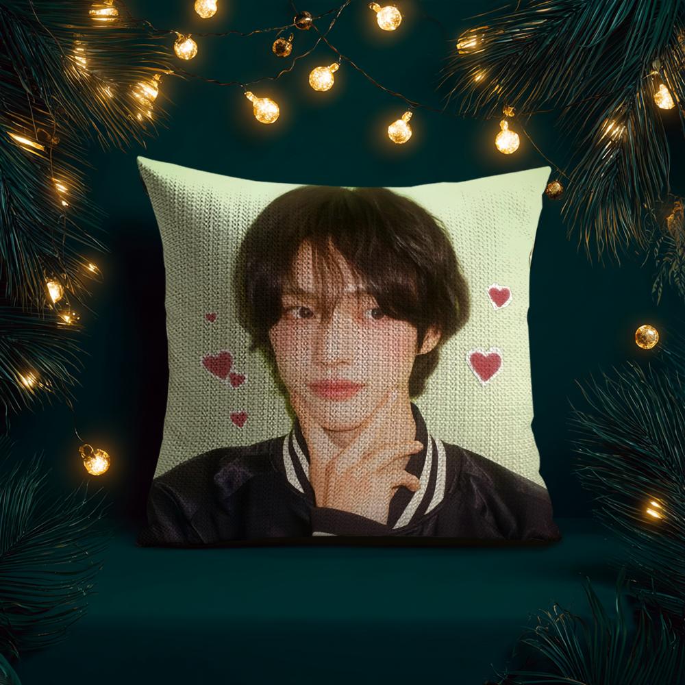Hot Kpop Style Singer Park W-Wonbin Pillow Case Natural Linen Organic Fabric Double-Sided Printing Breathable Perfect For Home Decor