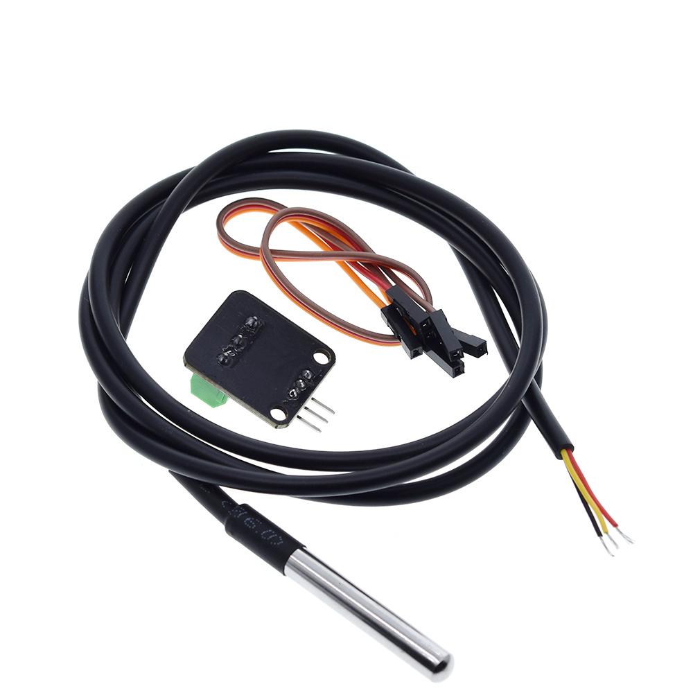 TZT 1/3SET DS18B20 Temperature Detection Module Kit Waterproof 100CM Digital Sensors Cable Stainless Steel Probe Adapter BoardReplacement Sensors2