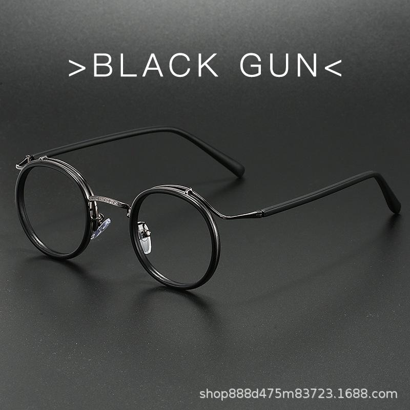 Retro Brand Design Luxury Round Frame Glasses Frame for Men Women Ultralight Stainless Steel Alloy Anti Blue Light Eyeglasses