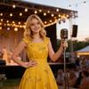 La La Land Mia Cosplay Dress For Stage Performances With Floral Prints For Adults