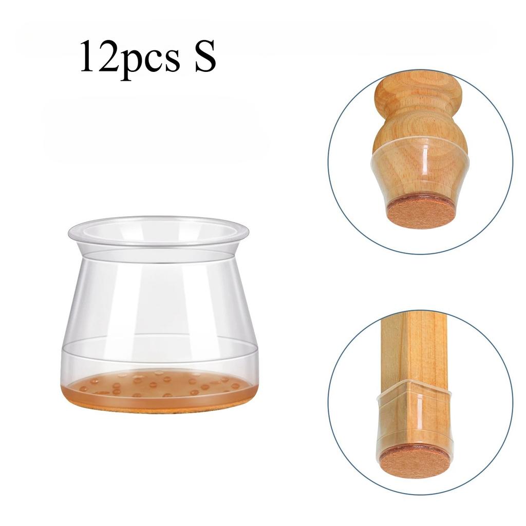 12 Pcs Silicone Chair Leg Floor Protectors with Non-slip Felt, Furniture Cups for Hardwood Floors, Protect Floors from Scratches