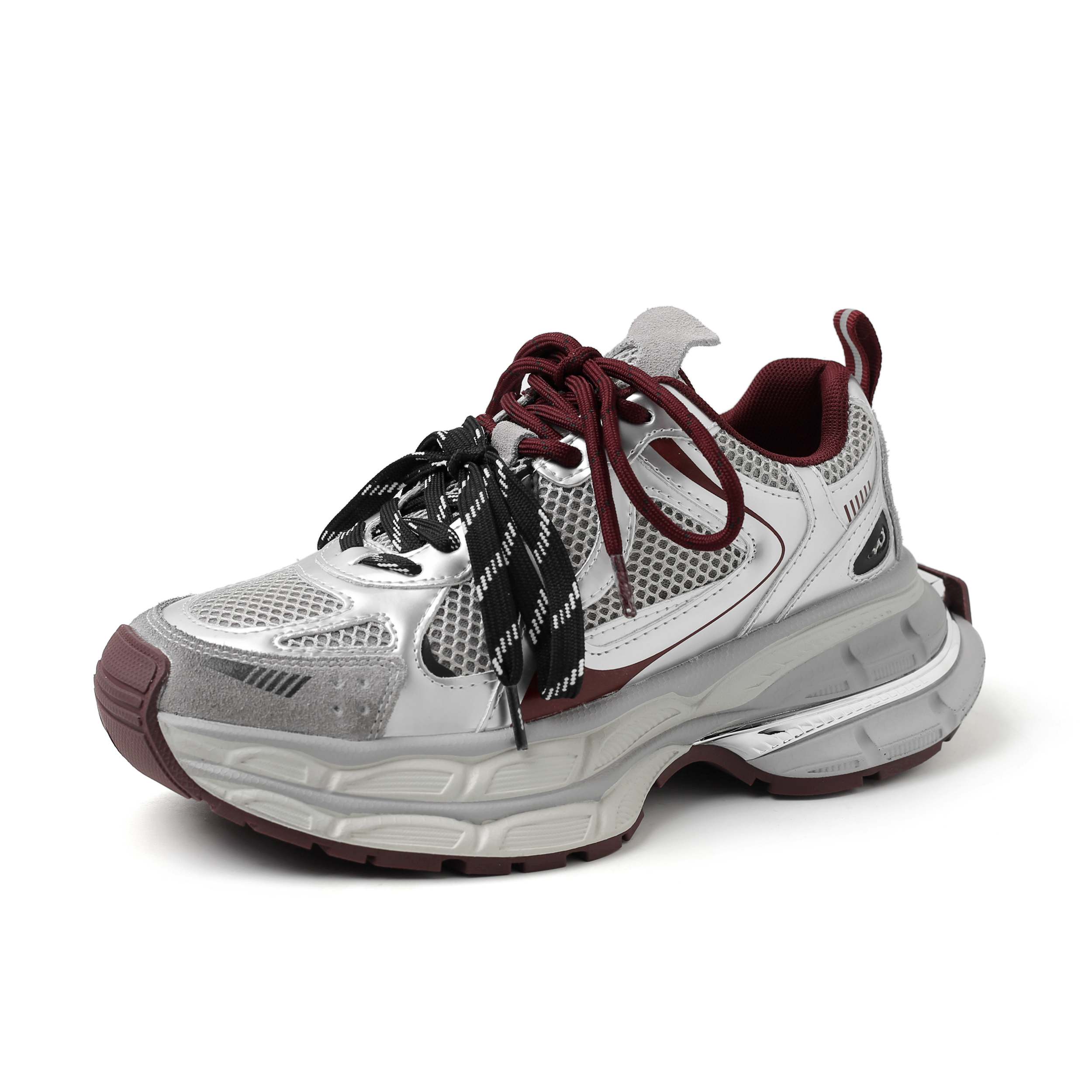 

Кроссовки Krazing Pot из микрофибры с сеткой, весна-осень-лето, на платформе, со шнуровкой, серебристого цвета, на толстой подошве, женская повседневная обувь 40