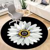1pc Daisy Flower Print Carpet for Office Non Slip, Round Carpet, Soft & Comfortable, Carpet for Office, Lightweight Round Floor Mat