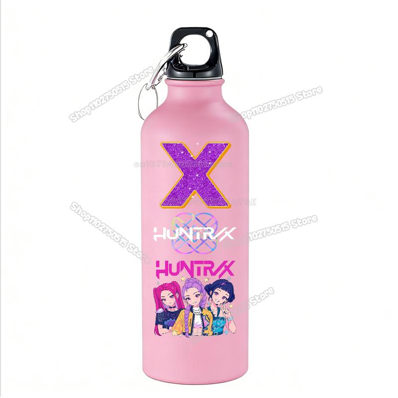 High Quality 500ml KPop Demon Hunters Kids Sport Water Bottle Letter A-Z Rumi Mira Zoey Outdoor Bottle Large Capacity Girl School Drink Cups