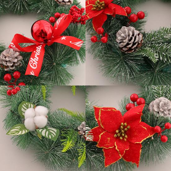 Pre-Lit Christmas Wreath for Front Door 12 Inches LED Lighted Artificial Christmas Wreath