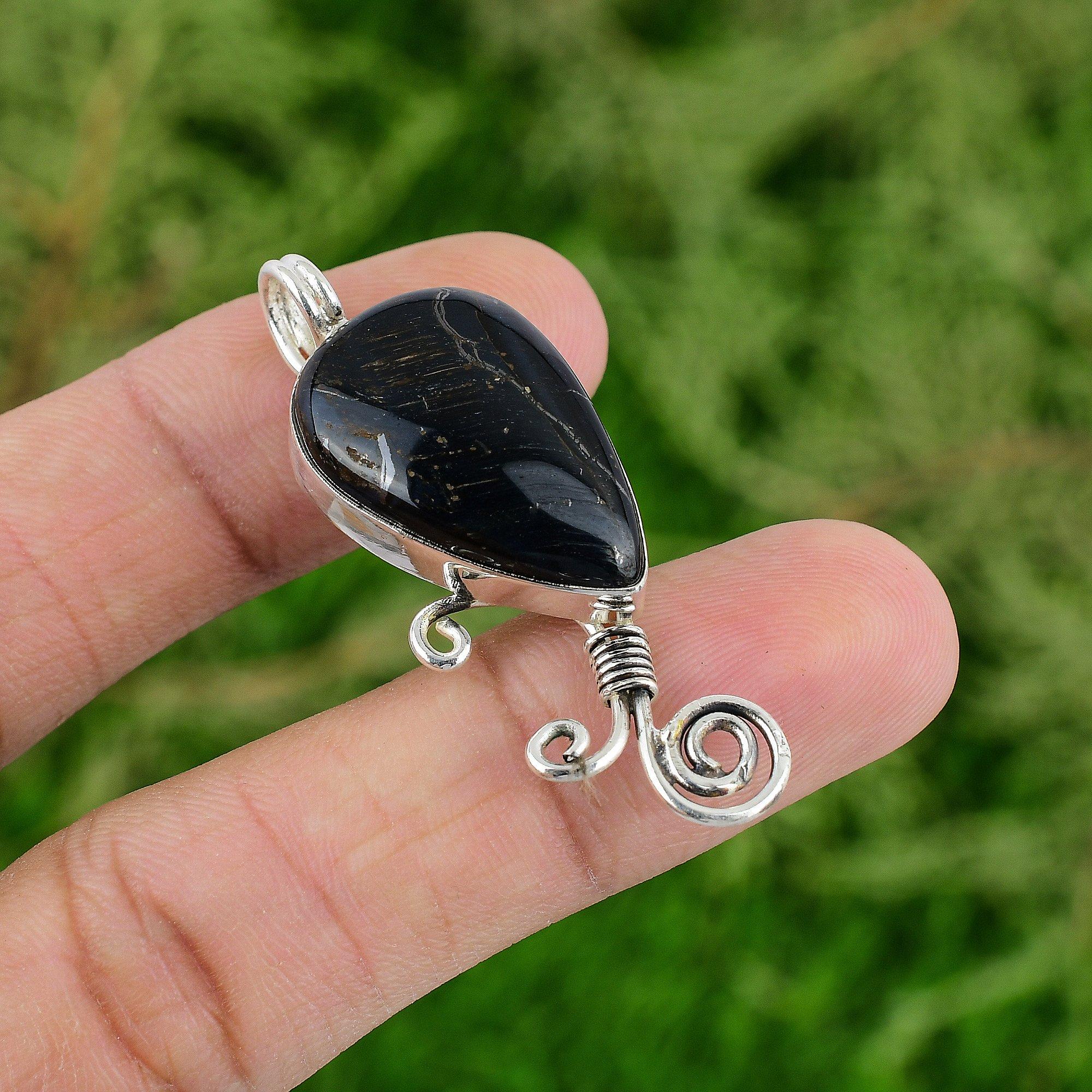 

Daughters Day Deal 925 Sterling Silver Pear Pietersite Gemstone Elegant Pendant