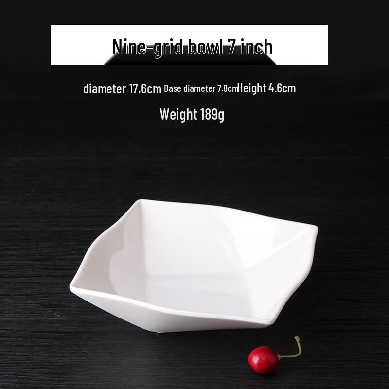 Qianxing A8 White Melamine 9-Compartment Bowl Set