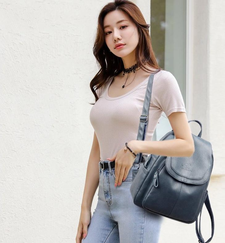 Weißer Frauenrucksack Weibliche Lederrucksäcke Damen Sac A Dos Schultaschen für Mädchen Große Kapazität Reiserucksack Rucksäcke