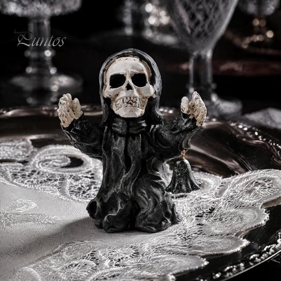 Decorative Pumpkin Figurines for Party Halloween Resin Figurine, Spooky Skeleton Ghost Statue Detailed Horror Figurine Decorations Tiered Tray,