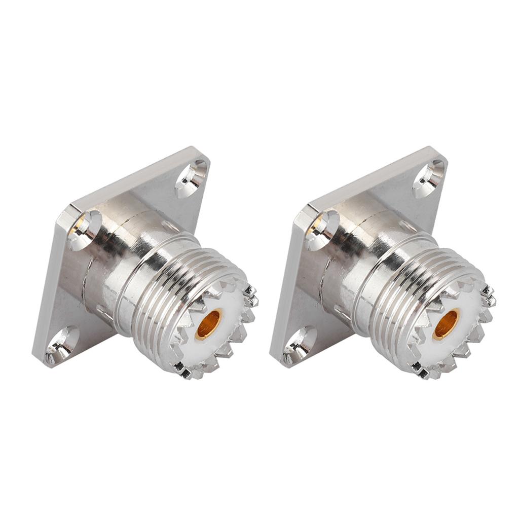 2PCS UHF Female SO239 4 Hole Socket Panel Chassis RF Coaxial Adapter Connector