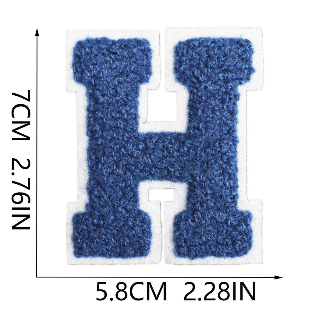 7cm White Background Royal Blue Text Embroidered Letter Patch for Bags & Decor