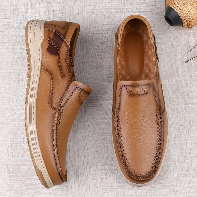 Fashion Handmade Classic Men's Sneakers Luxury Brand Male Genuine Leather Loafers New Comfty Casual Shoes Soft Driving Walking Footwear