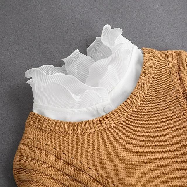 Fashion Front Tie White Fake Collar for Women Stand Detachable Collar Fake Girls Vintage Lace Ladies False Blouse Collar