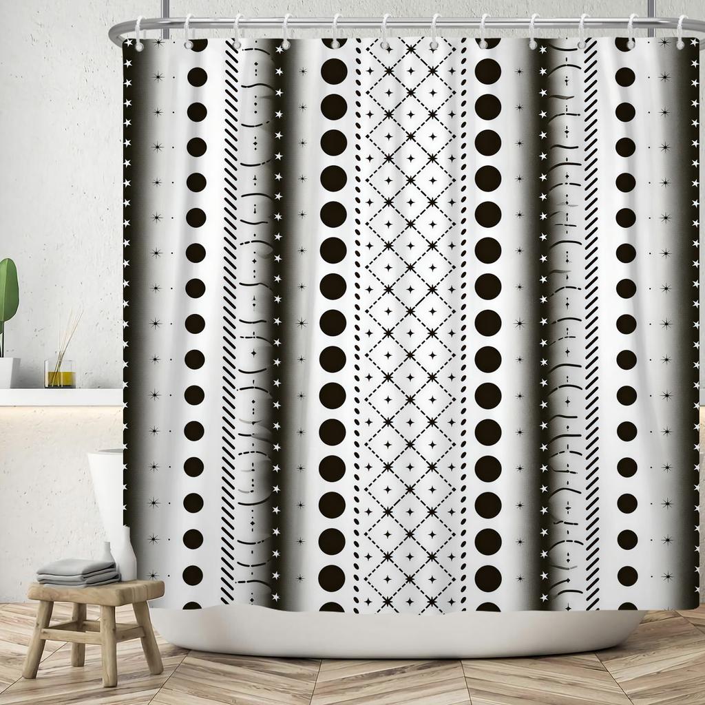 Modern 3D Geometry Shower Curtains Minimalist Lattice Waterproof Polyester Fabric Bathroom Accessories Black Gray Bath Curtains