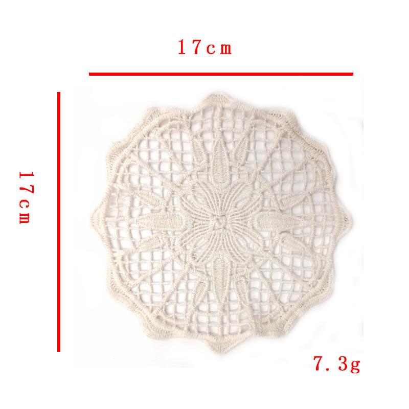 Cotton lace coaster, hollow insulation, cotton thread embroidery flower piece, embroidery pad, round 17*17cm
