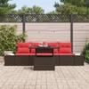 Garden Sofa Set 5 pcs 4 Seater Brown and Red