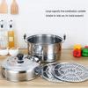 Large Stainless Steel Double-Layer Steamer Pot for Buns & Stews, Compatible with Induction & Gas Cooktops
