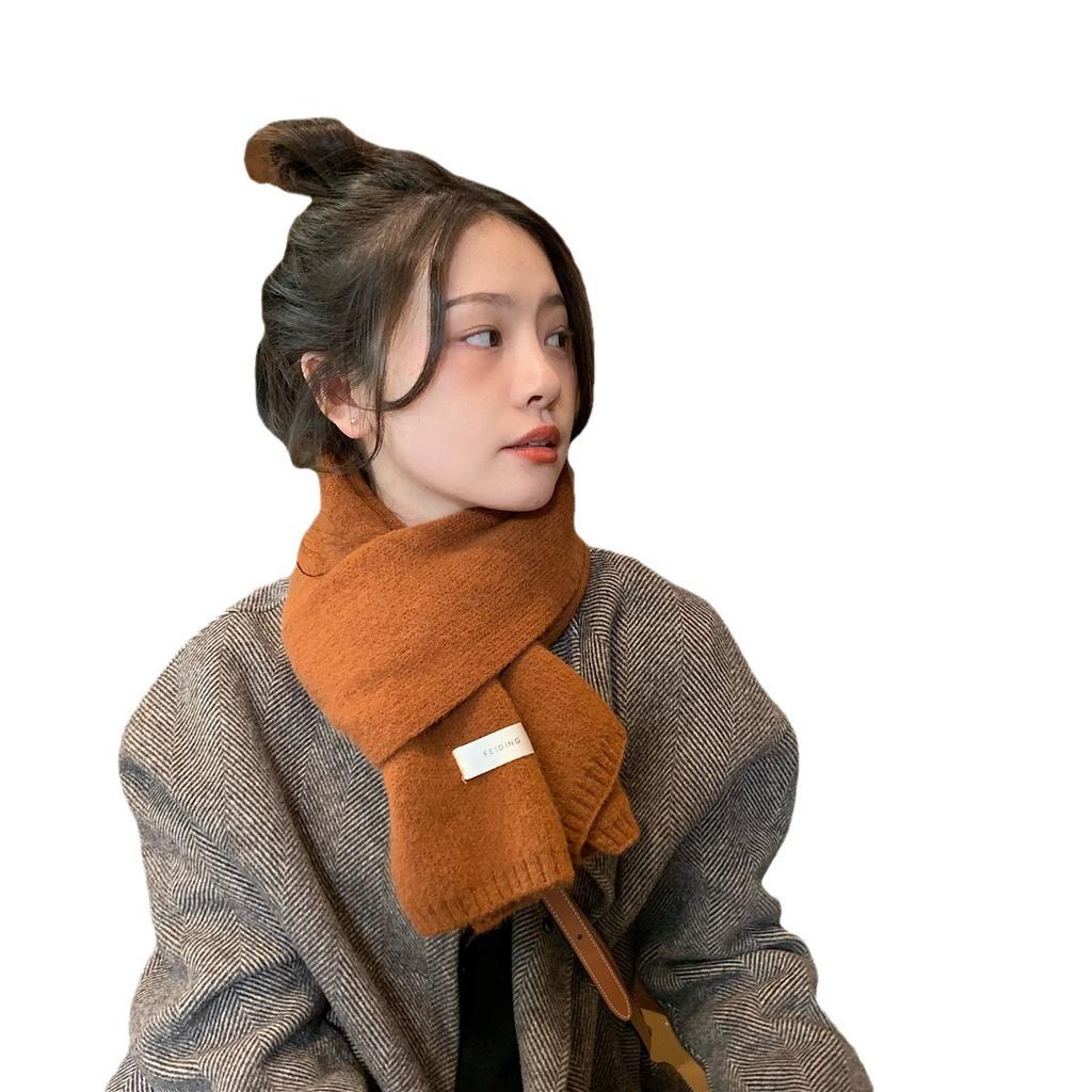 Korean Warm Solid Scarf Women Autumn Winter Versatile Fashion Student Knit Neck Warmer Unisex Wool