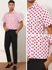 Lars Amadeus Slim Fit Polka Dot Dress Shirt with Collar and Size 2XL Men's Button-Down Pockets, Red,