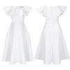 Women Elegant Ruffled High Waist A Line Midi Evening Party Dress