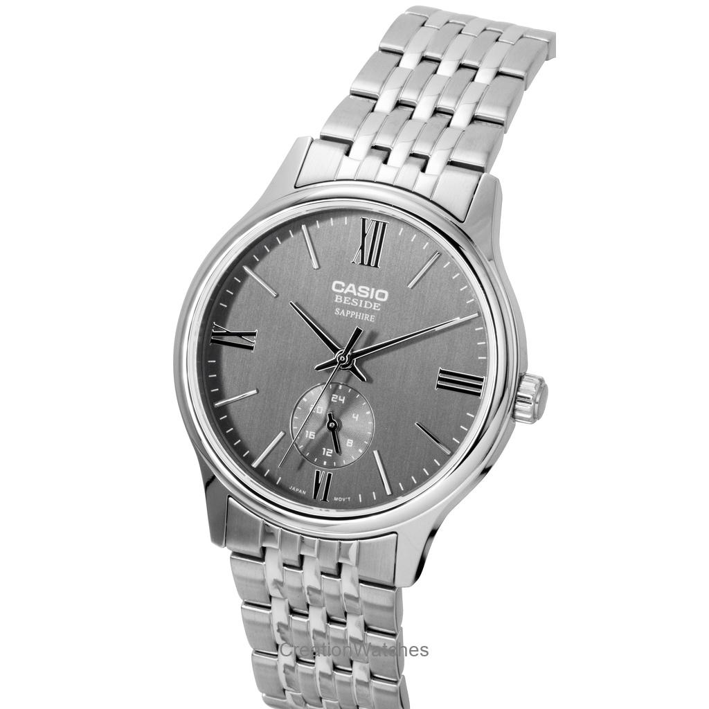 Casio Beside Analog Stainless Steel Grey Dial Quartz BMS-100D-8AV Men's Watch