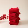 Men's Festive Red Double-Needle Cotton Socks