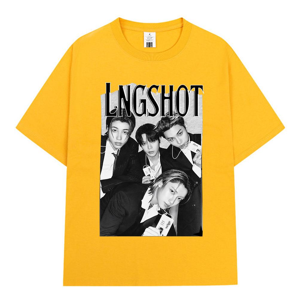 Korean Kpop Hip Hop Group Lngshot Graphic Print T Shirt Unisex Women Clothing Fashion Oversized Short Sleeve Cotton Casual Tshirts